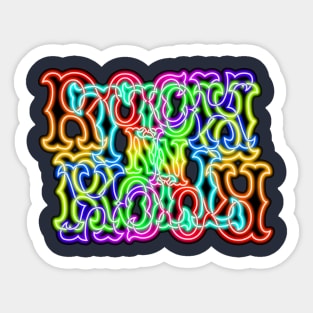 Glowing Neon Rainbow RocK n RolL Anagram Sticker